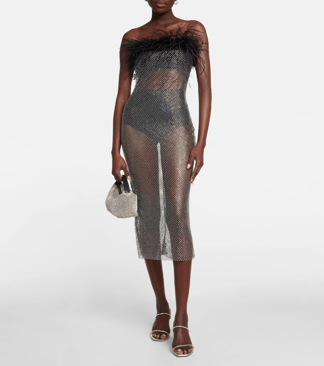 Giuseppe di Morabito - Feather-trimmed embellished midi dress