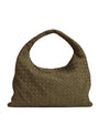 Grey Large Suede Hop Shoulder Bag