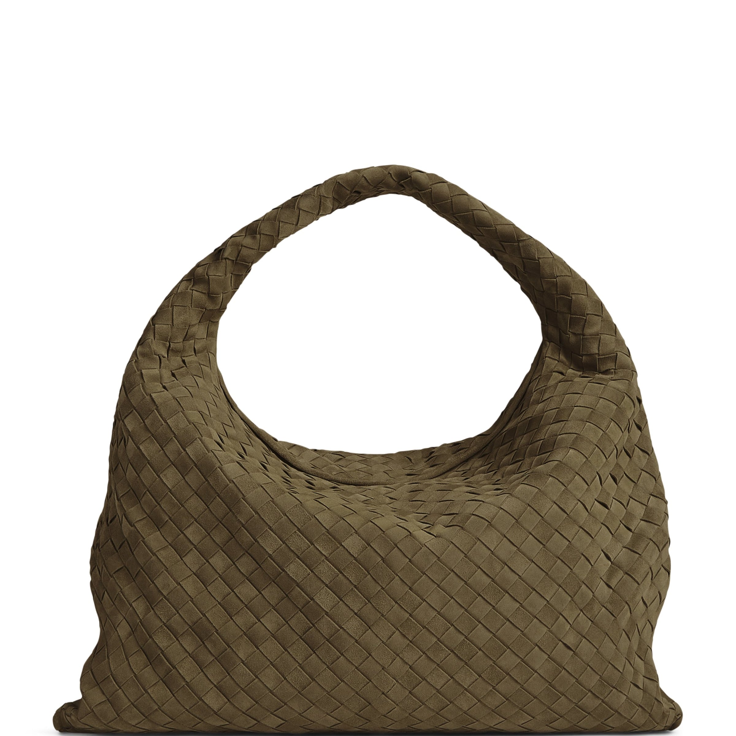 Grey Large Suede Hop Shoulder Bag