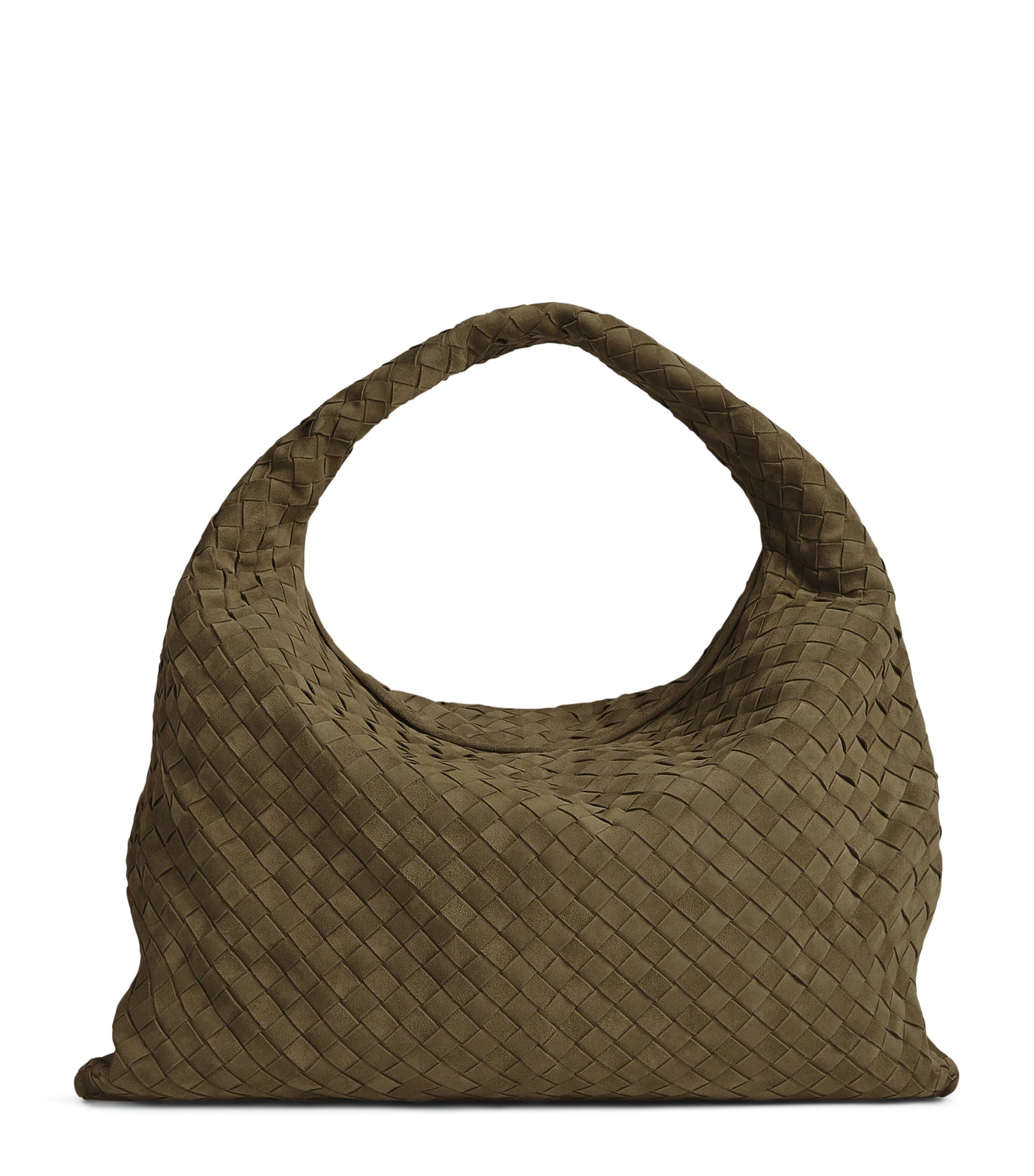 Grey Large Suede Hop Shoulder Bag