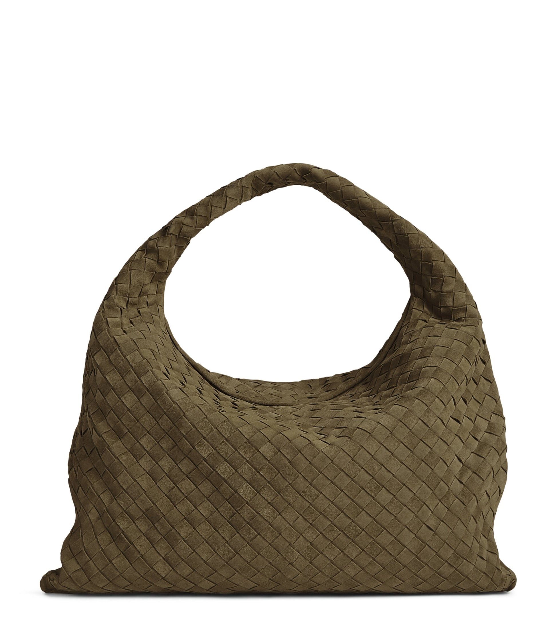 Grey Large Suede Hop Shoulder Bag