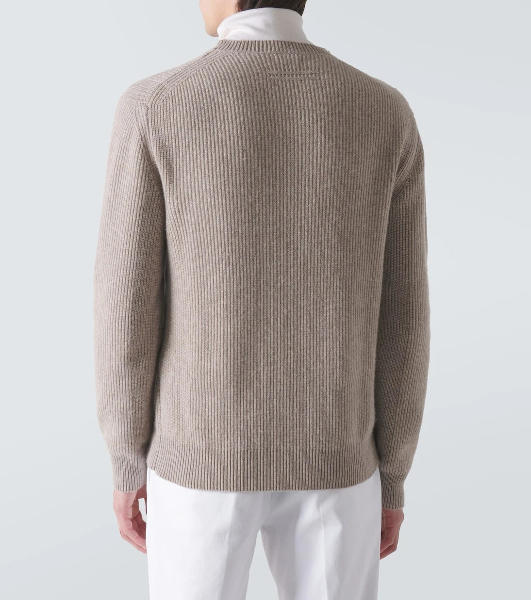 Zegna - كنزة صوف الكشمير المحبوكة والمضلعة