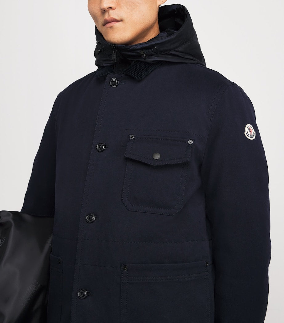 Moncler Blue Double-Layered Hooded Arras Jacket