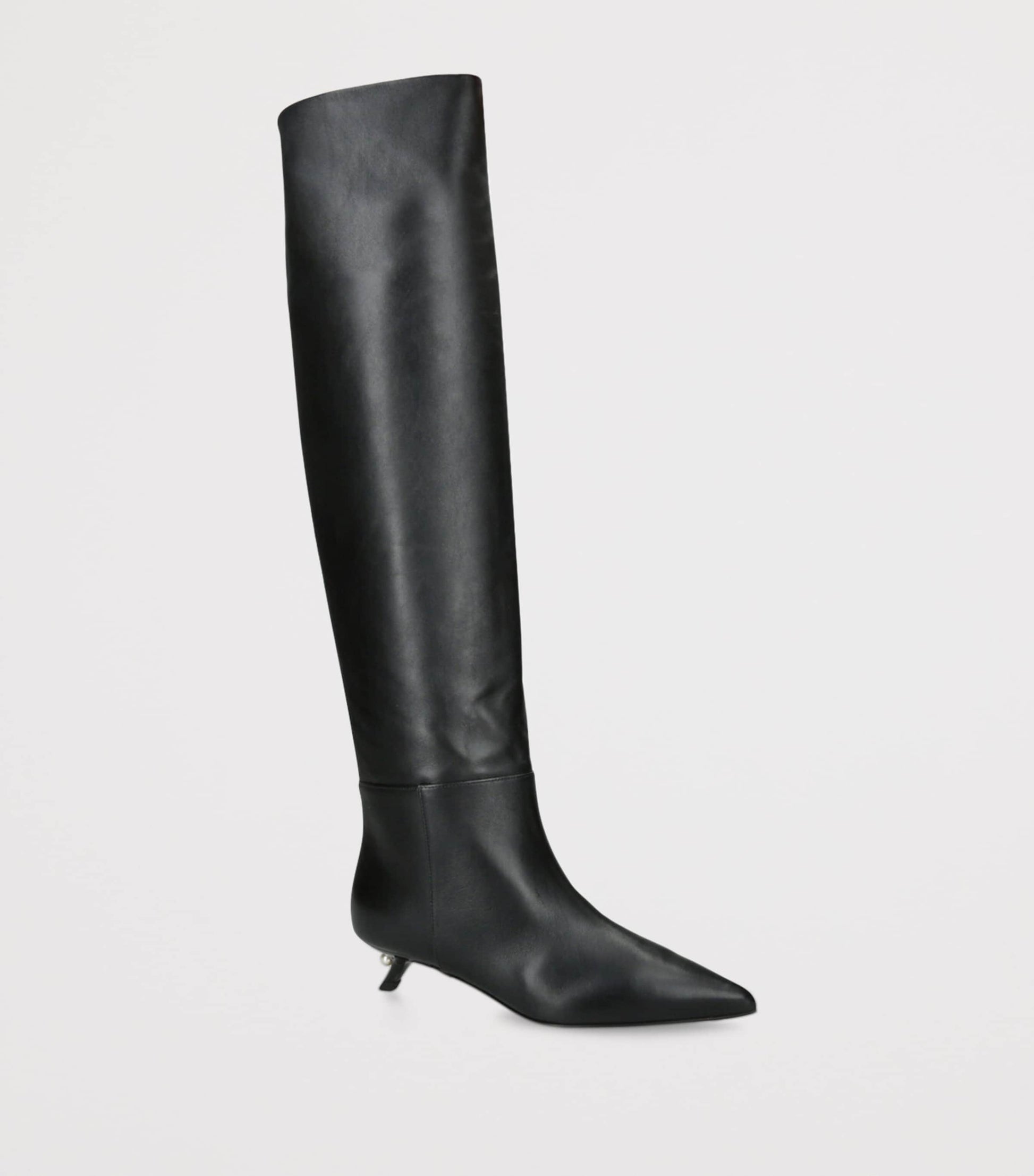 Alevi Black Leather Derby Knee-High Boots 35