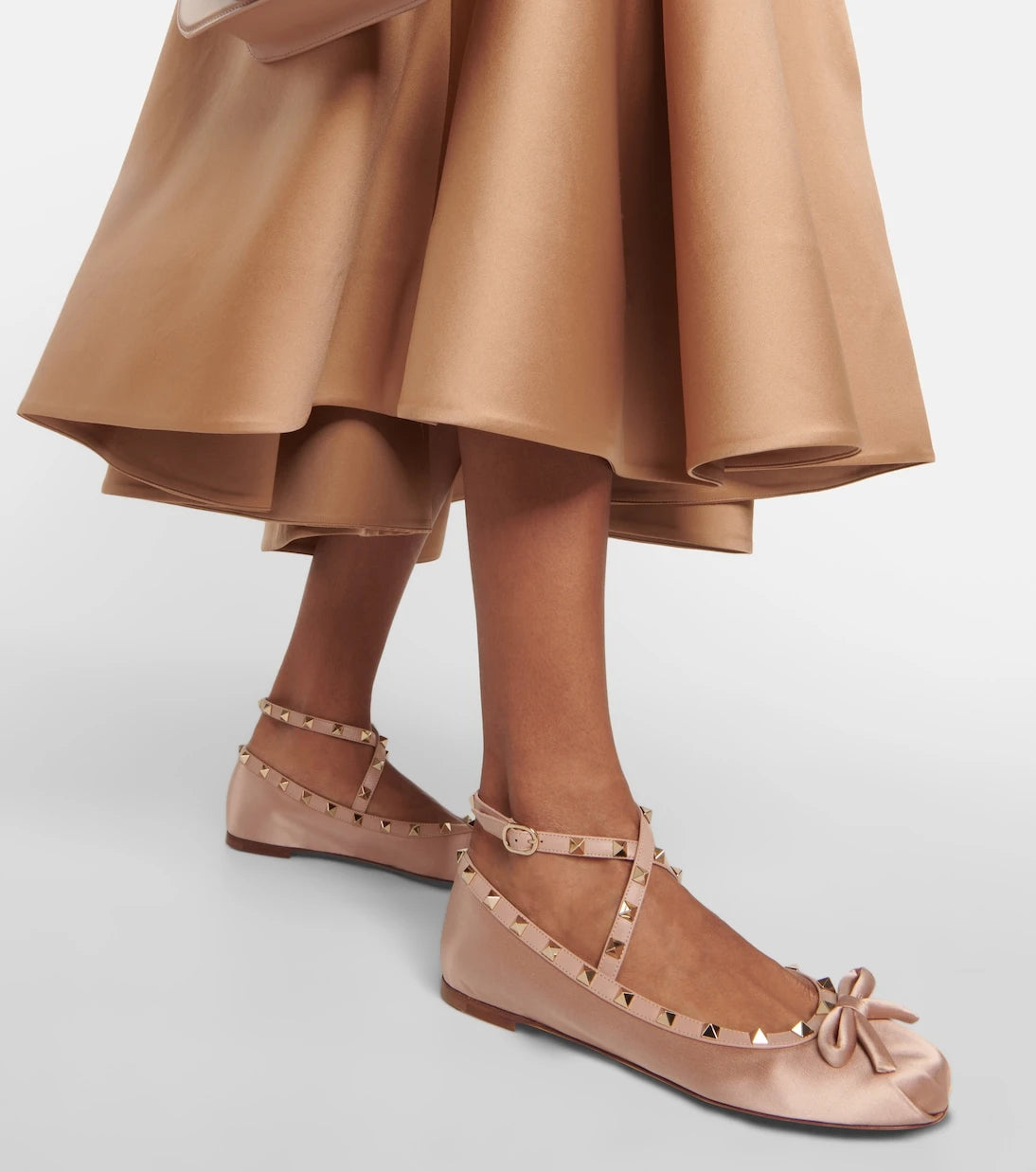 Valentino Garavani - Rockstud satin  ballet flats