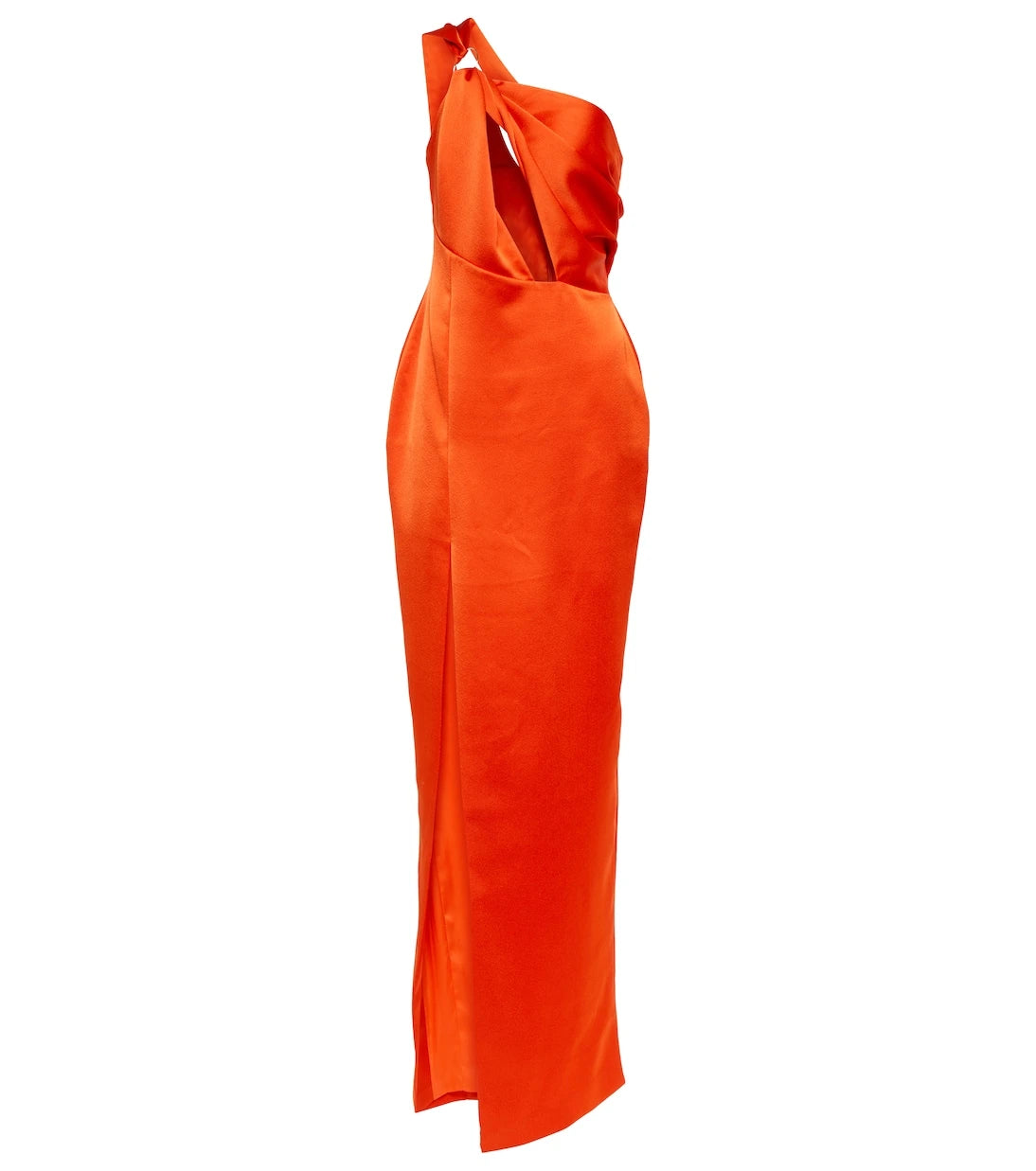 Rasario - Cutout satin one-shoulder gown