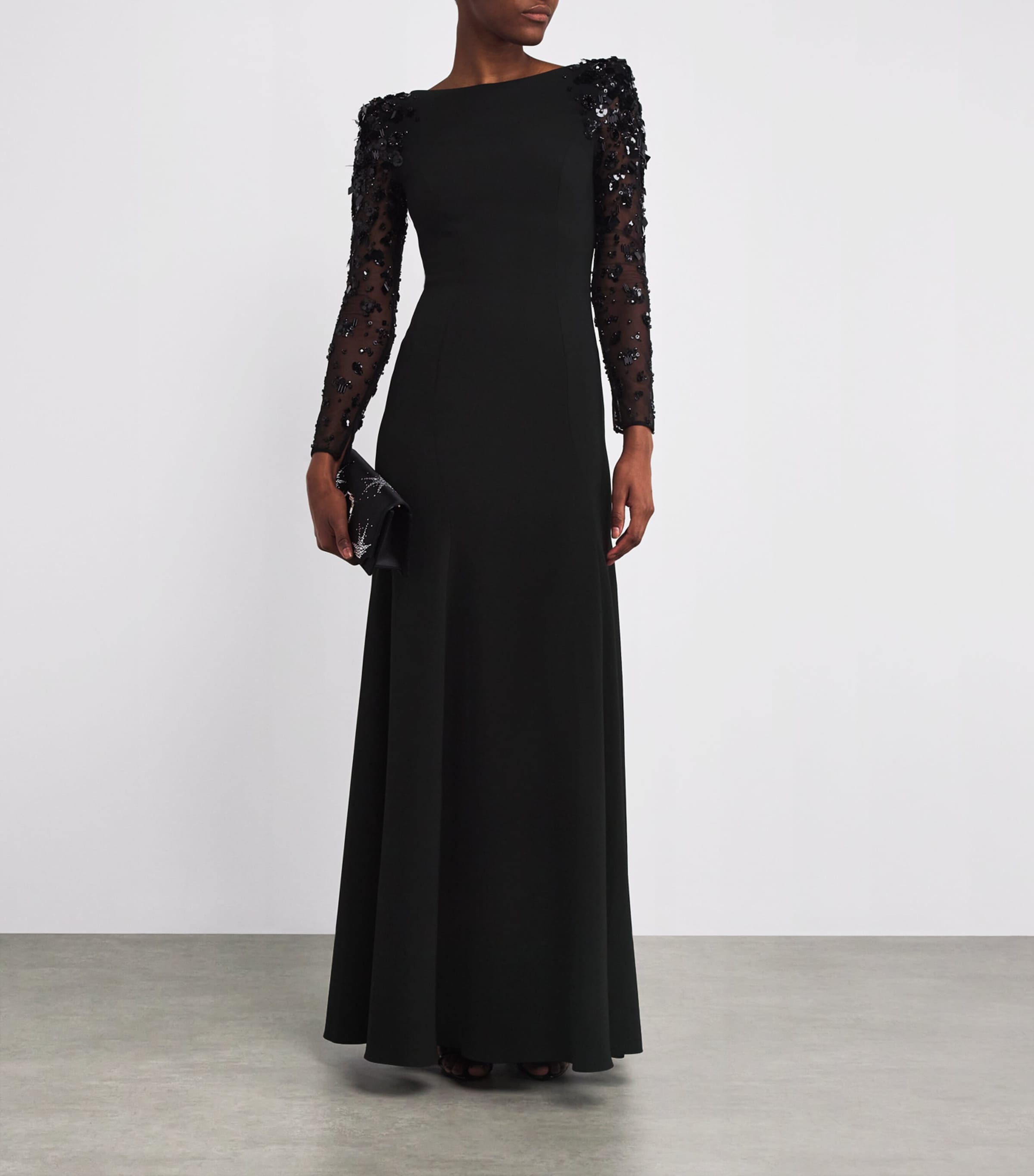 Jenny Packham Black Embellished Sylvia Gown