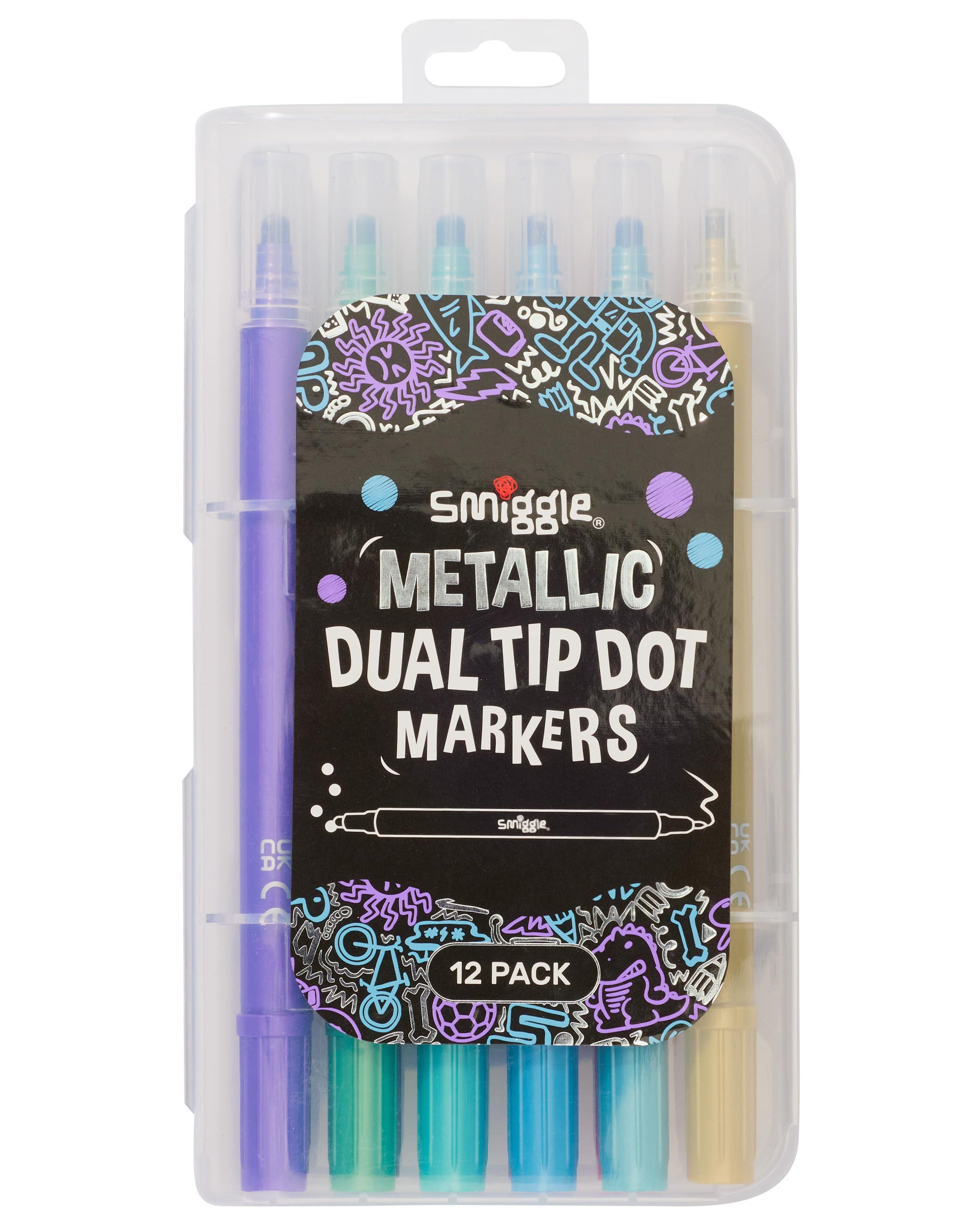 Smiggle - Metallic Dual Tip Dot Markers Pack X12