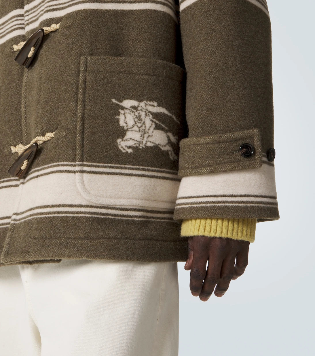 Burberry - Striped wool and cotton-blend duffel coat