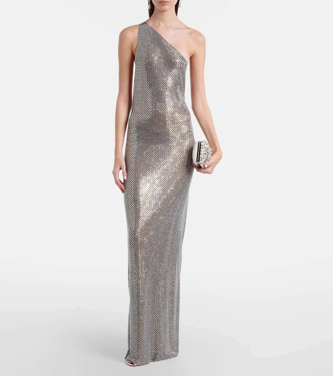 Self-Portrait - Embellished one-shoulder gown