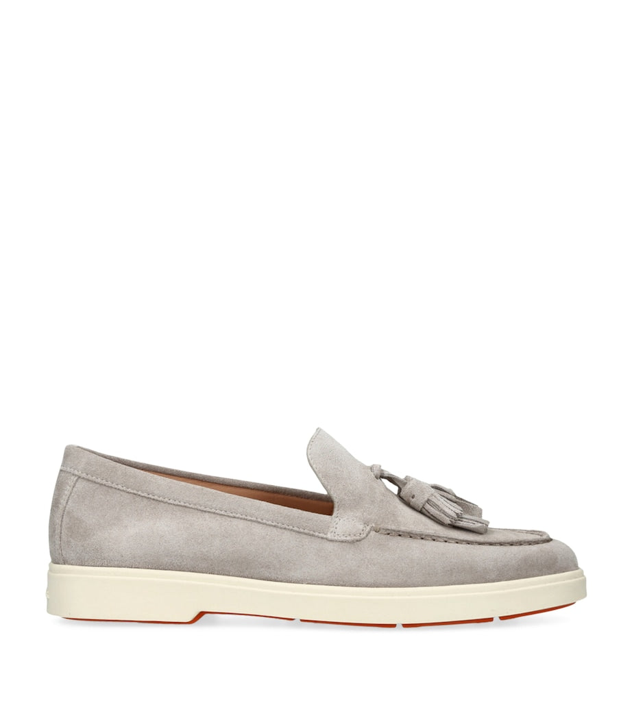 Santoni Brown Suede Feudal Loafers