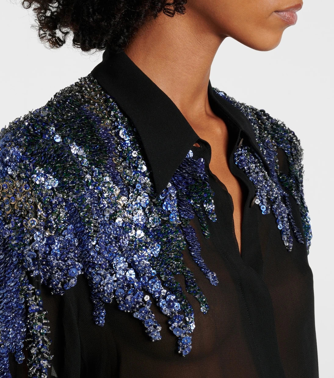 Dries Van Noten - Sequined chiffon blouse