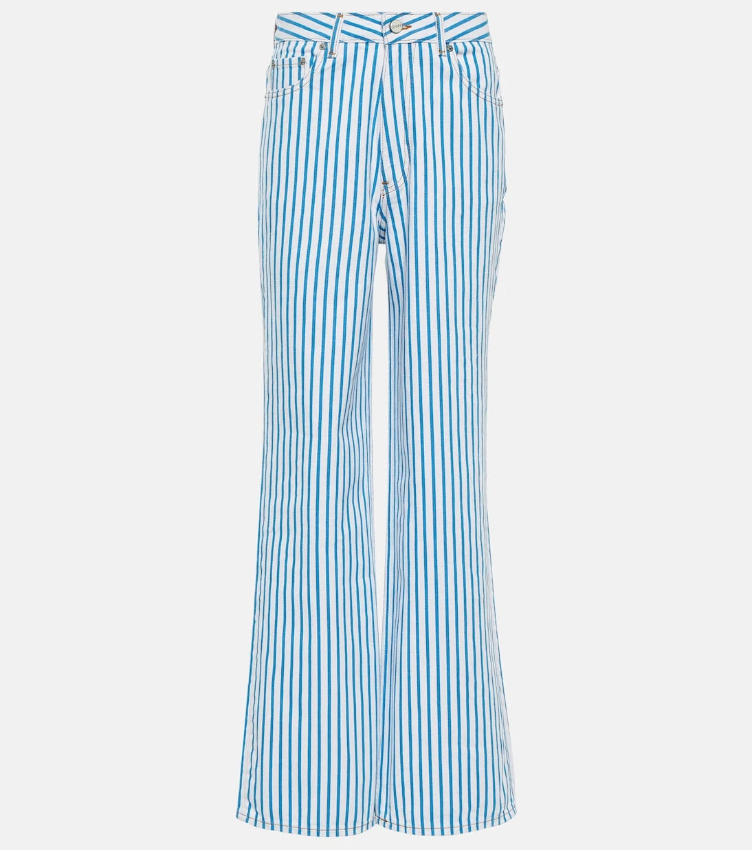 Ganni - Magny striped high-rise straight jeans
