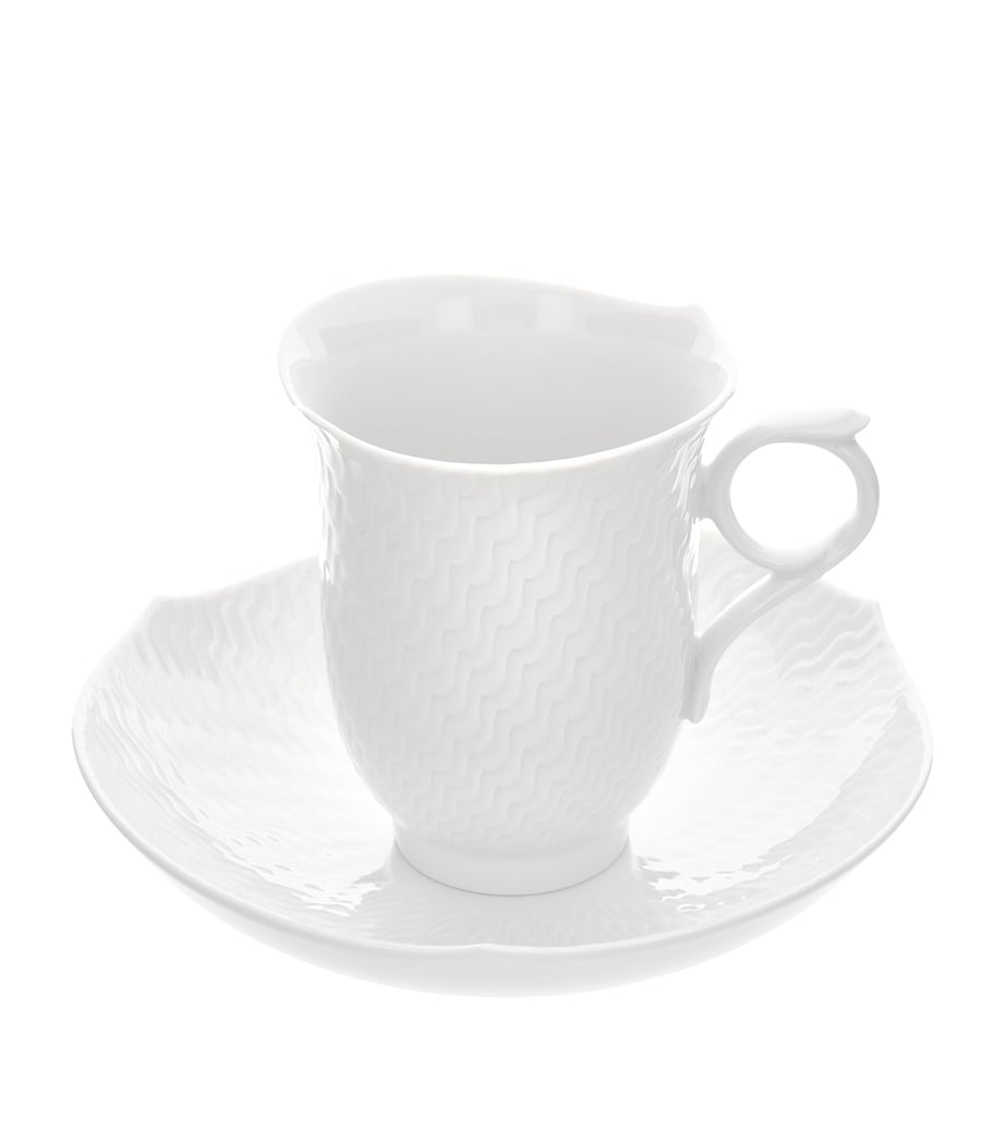Meissen Wave Relief Coffee Cup and Saucer