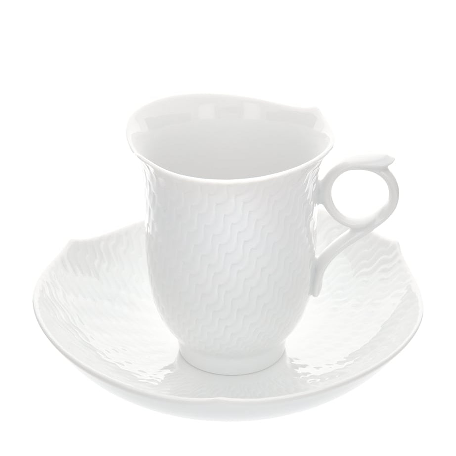 Meissen Wave Relief Coffee Cup and Saucer
