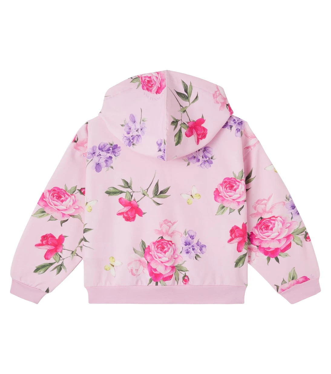Monnalisa - Floral cotton-blend zip-up hoodie