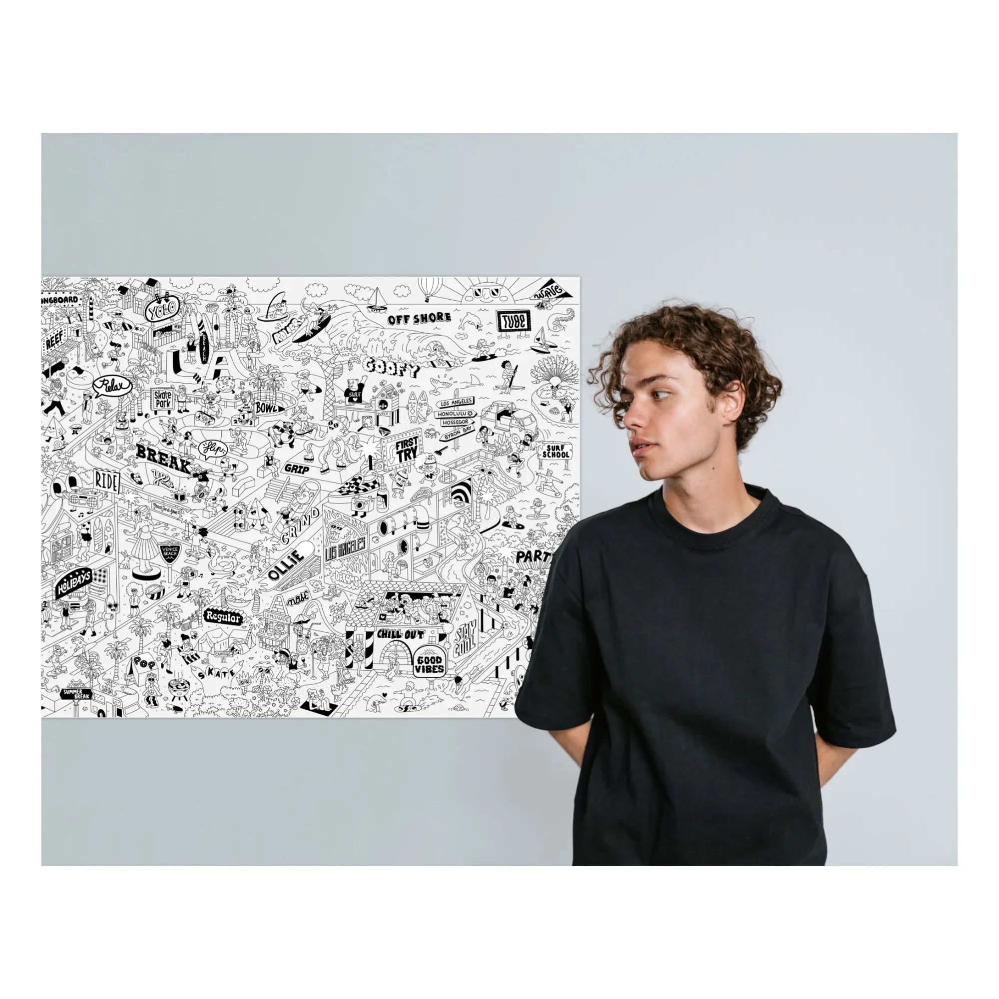 Omy - Coloring Poster - Surf & skate