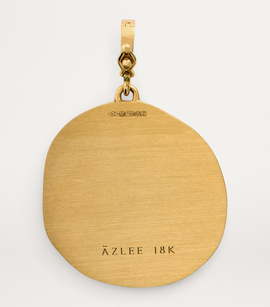 Azlee Large Yellow Gold and Diamond Goddess Coin Charm