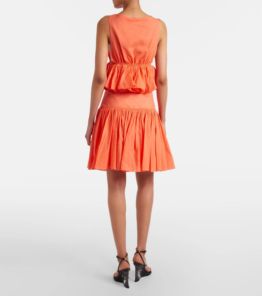 Alaïa - Gathered cotton and linen miniskirt