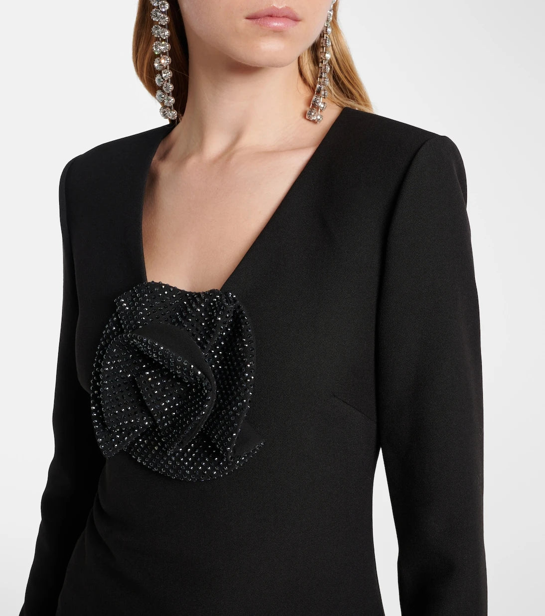 Roland Mouret - Floral-appliqué embellished crêpe top