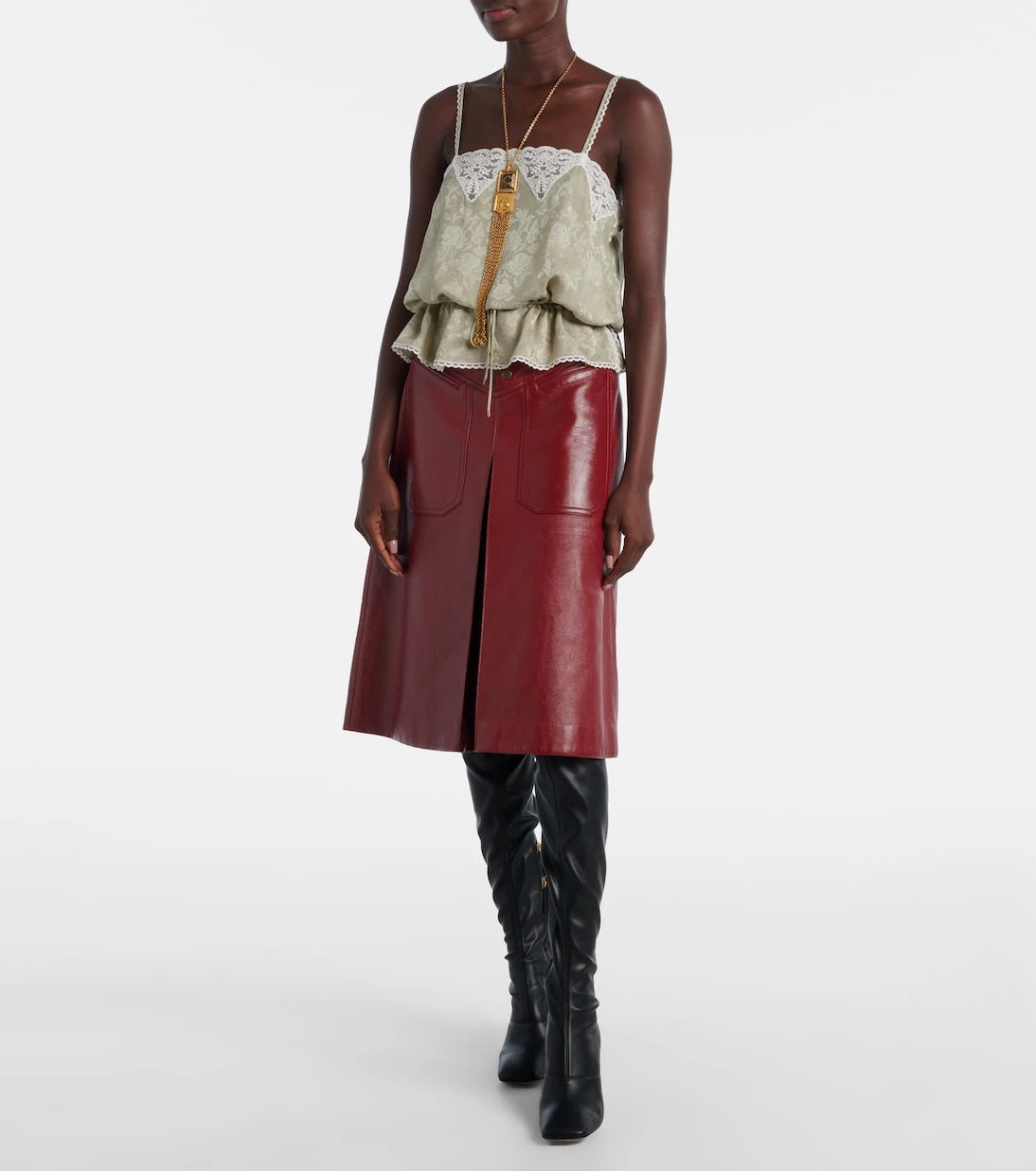 Chloé - Leather midi skirt