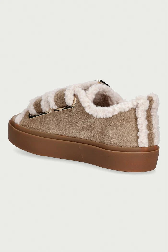 Inuikii Shearling Low Velcro Buckle süet kadın sneaker