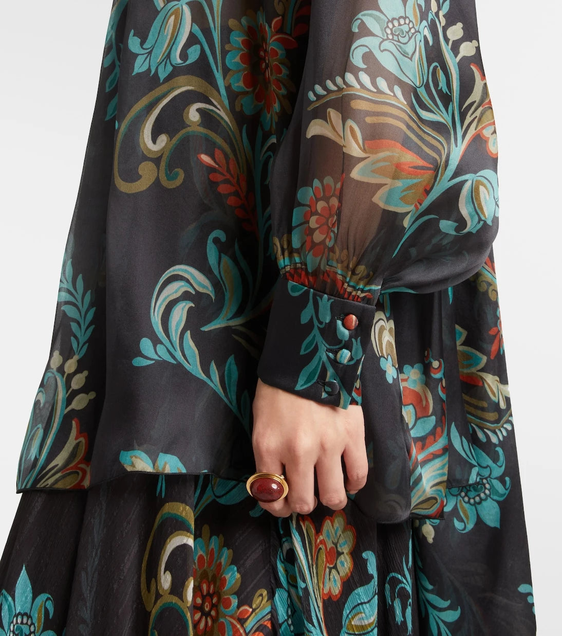 Etro - Floral sheer silk chiffon blouse