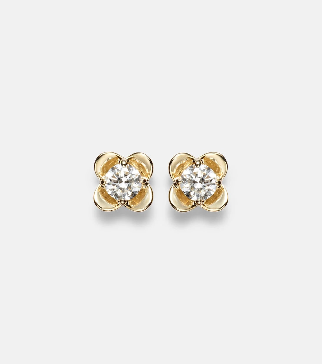 Stone and Strand - Clover Mini 14kt gold earrings with diamonds