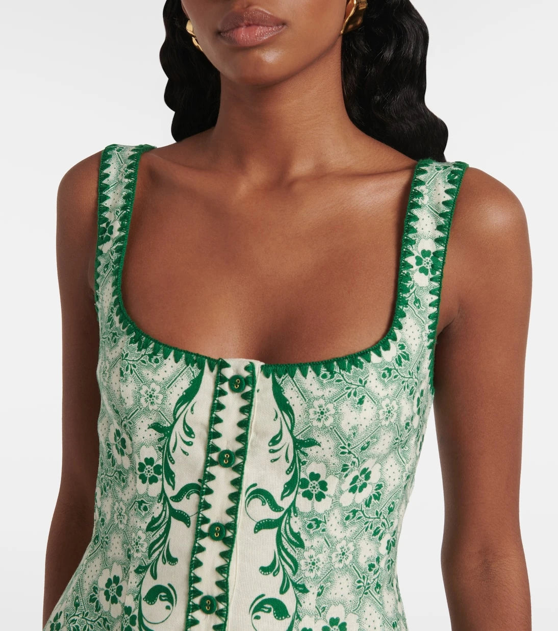 Alémais - Olive printed linen and cotton minidress