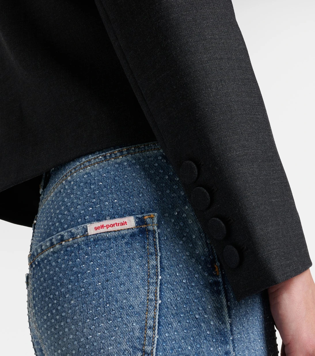 Self-Portrait - Broderie anglaise cropped jacket