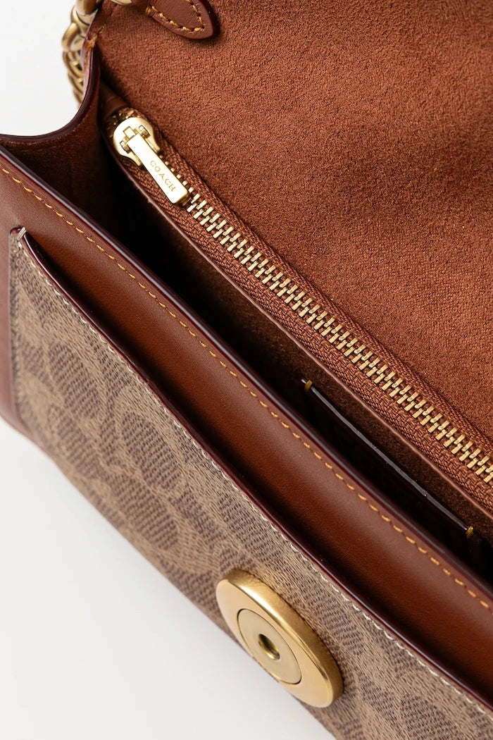 Кожена чанта Coach Tabby Chain Clutch In Signature Canvas