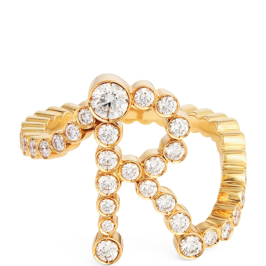 Yellow Gold and Diamond Ensemble 'R' Ring