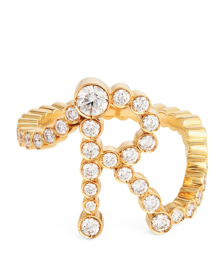 Yellow Gold and Diamond Ensemble 'R' Ring