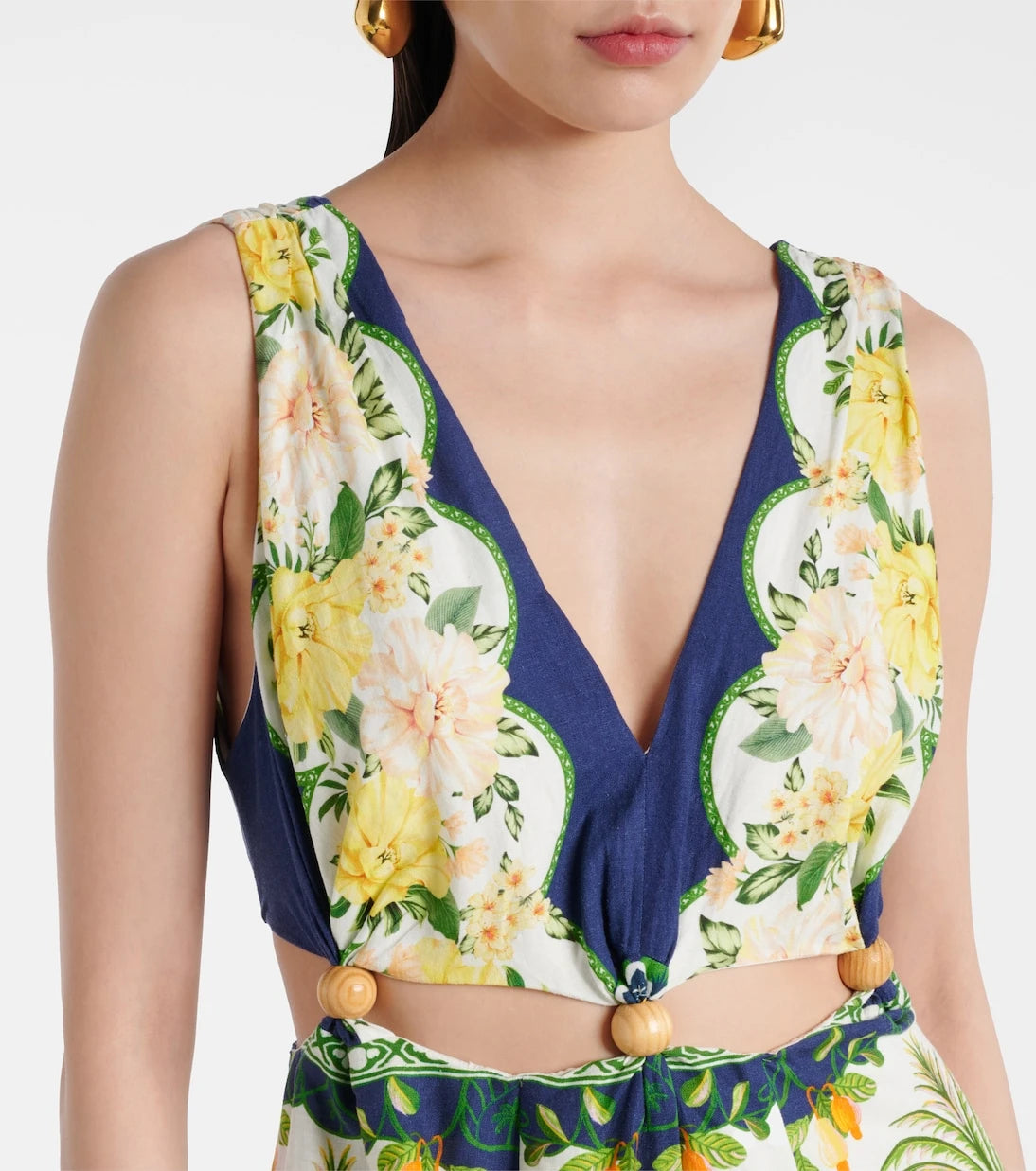 Farm Rio - Embellished cutout printed midi dress