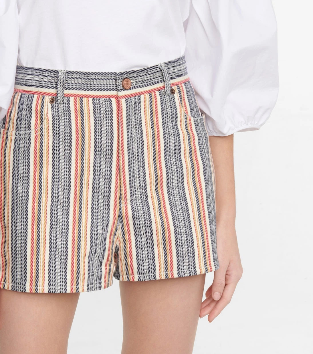 See By Chloé - شورت جينز مخطط