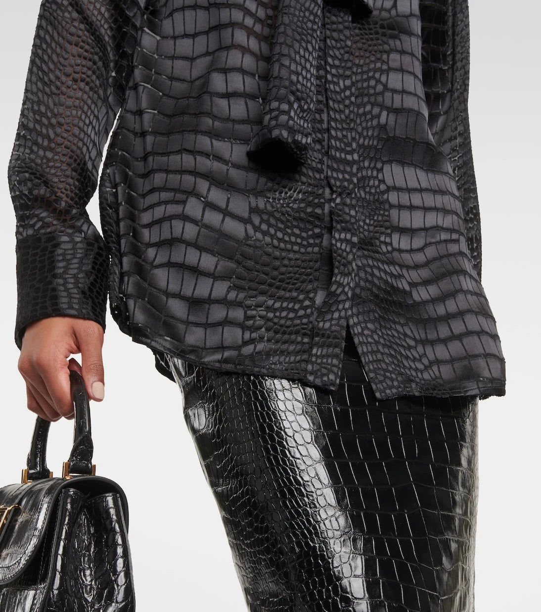 Versace - Tie-neck devoré shirt
