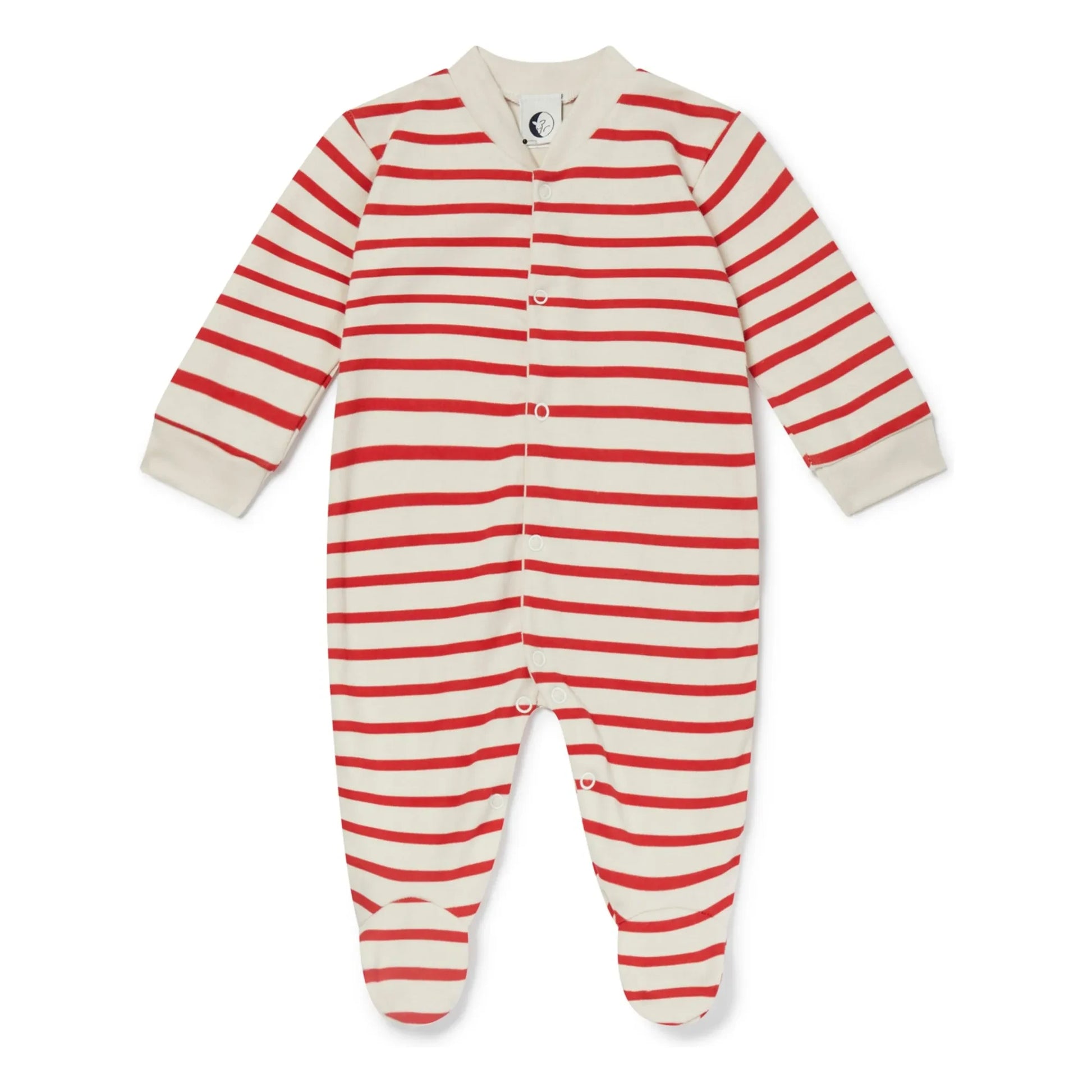 Sleepy Doe - Organic cotton striped pyjamas with feet | Red