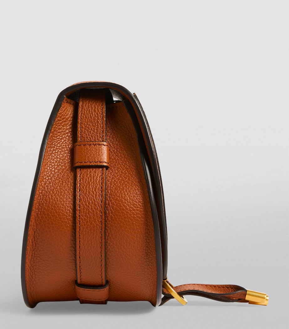 Brown Small Leather Marcie Saddle Bag