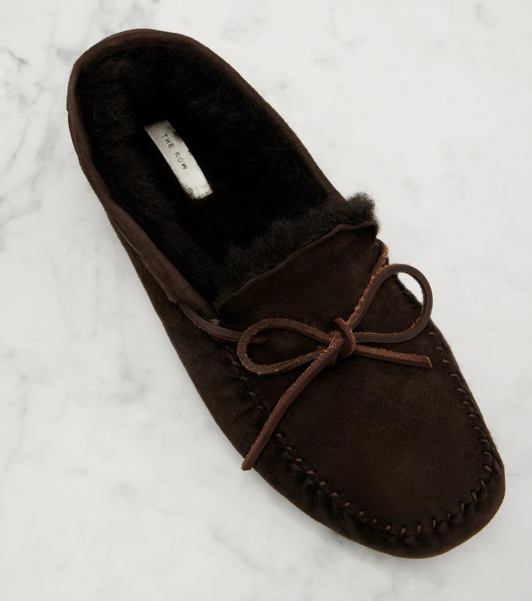 The Row - Lucca shearling-trimmed suede boat shoes