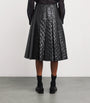 Black Microfiber Quilted Midi Skirt