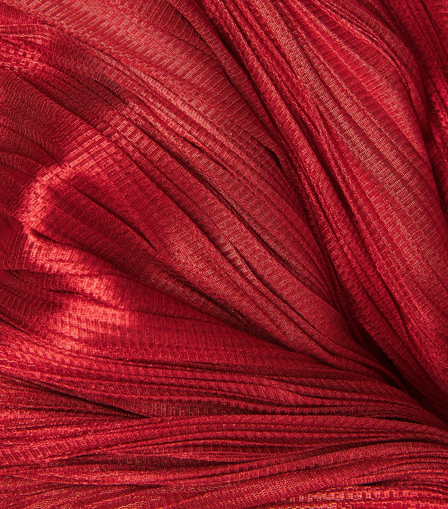 Red Silk Plissé Noor Gown