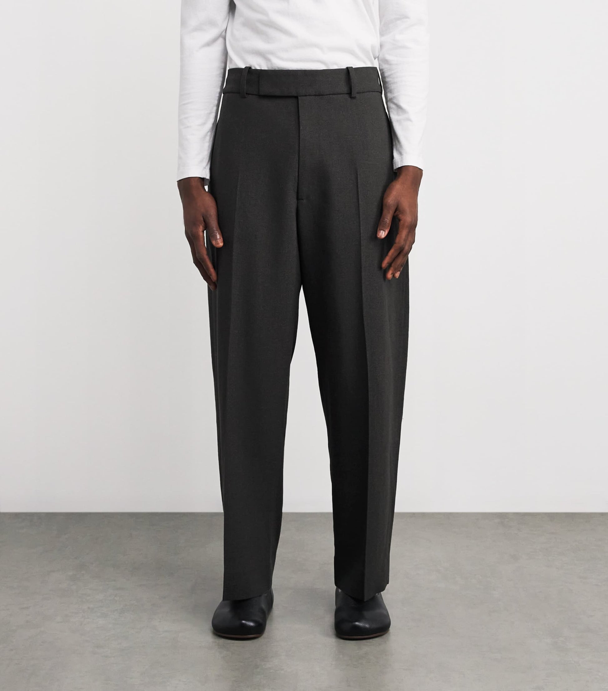 Wool-Blend Ester Straight Trousers