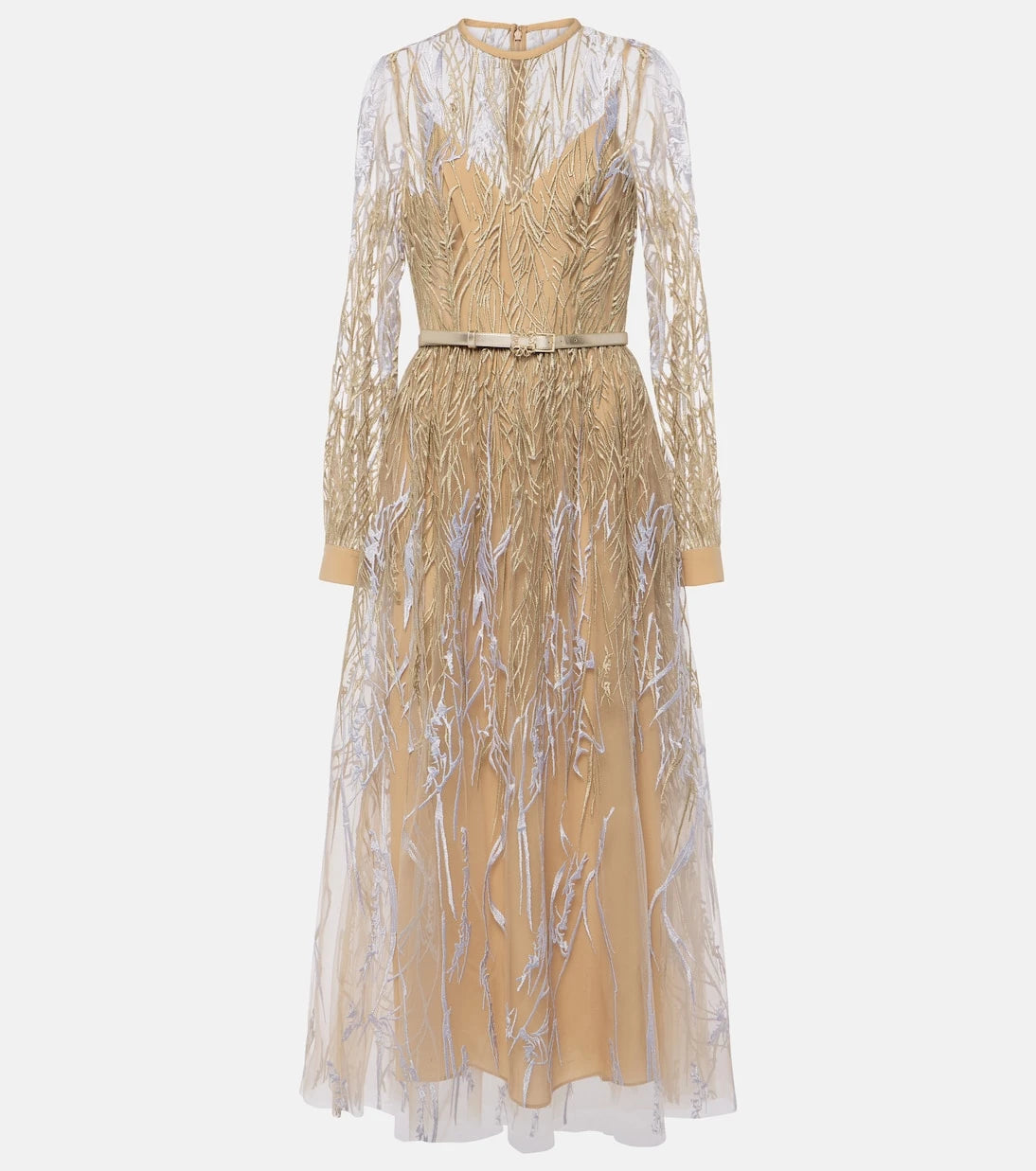 Elie Saab - Embroidered tulle midi dress