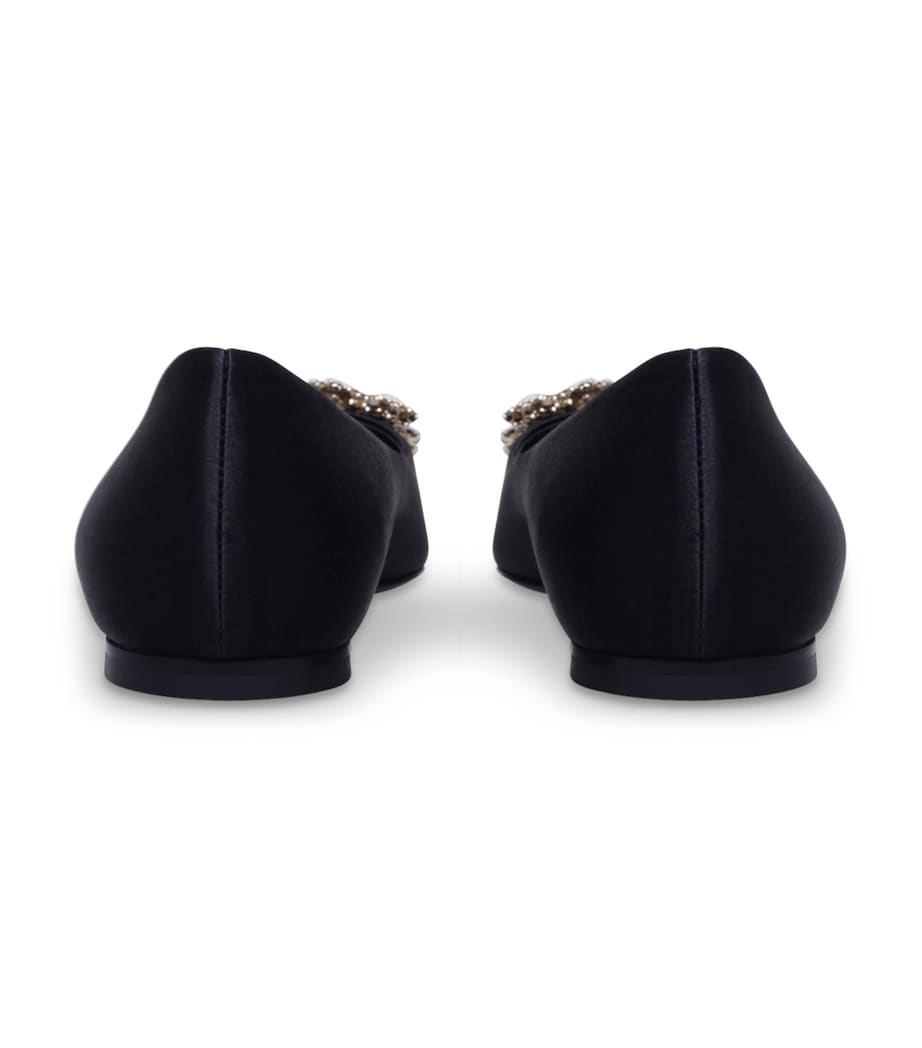 Satin Flower Strass Ballet Flats