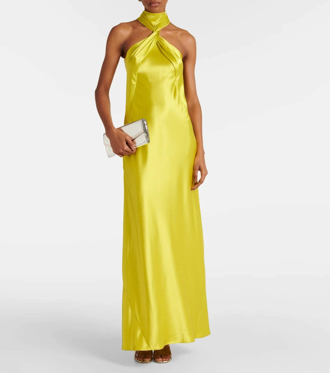 Galvan - Portico halterneck satin gown