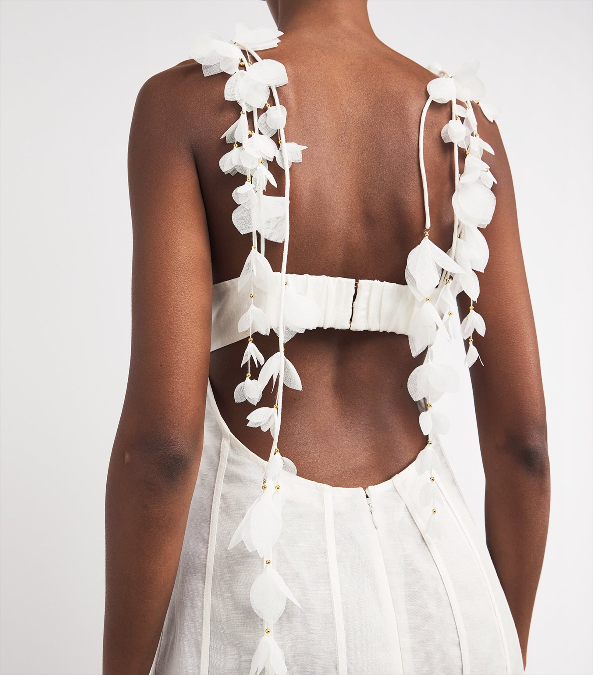 Zimmermann Ivory Linen-Silk Petal Midi Dress