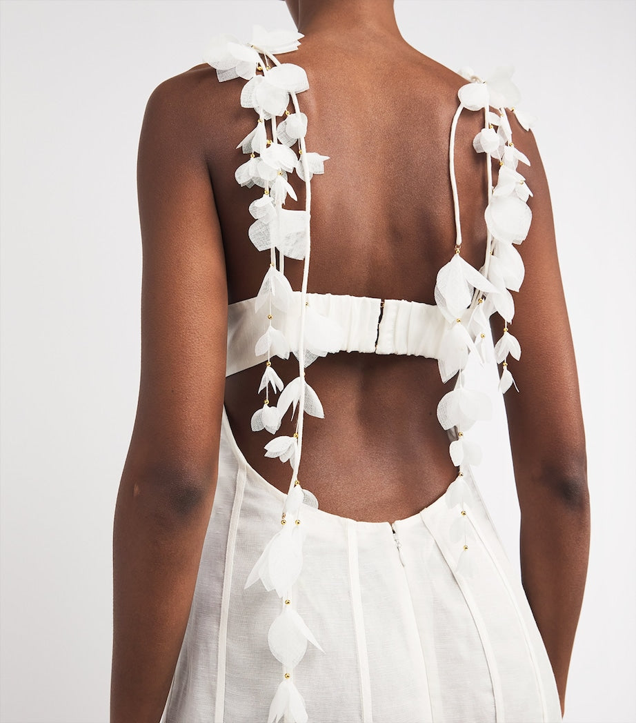 Linen-Silk Petal Midi Dress