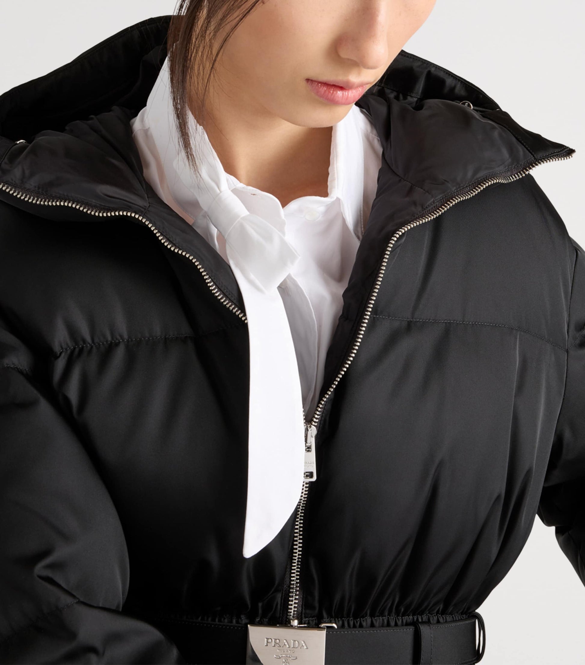 Prada Black Down Re-Nylon Hooded Jacket