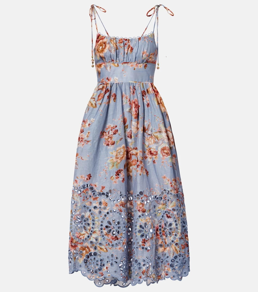 Zimmermann - فستان ميدي كتان Awaken floral
