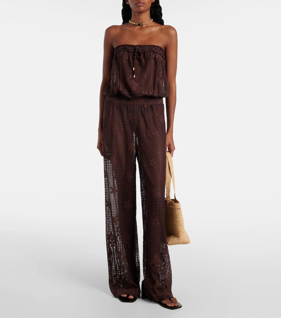 Melissa Odabash - Viv off-shoulder cotton-blend jumpsuit